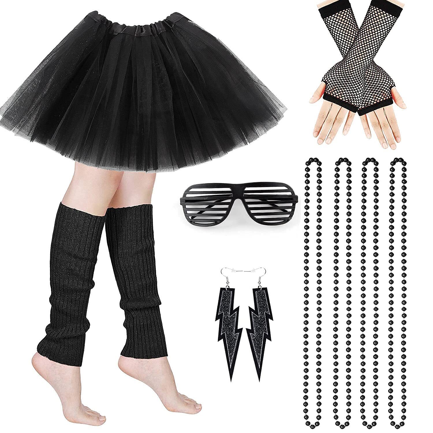 7913 70s 80s Fancy Dress Costumes Accessoriess Set6 In 1 Adult